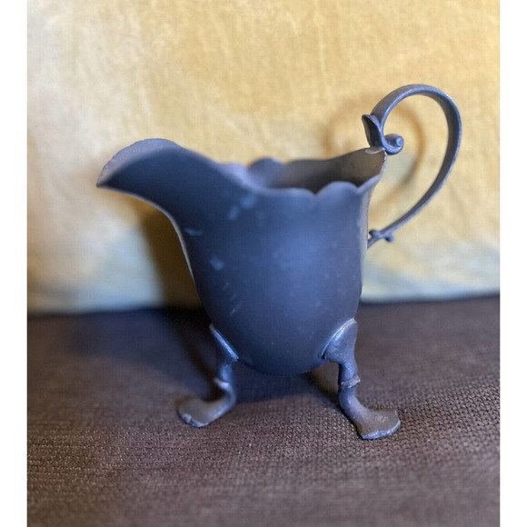 Early American Pewter Web Footed Sugar and Creamer Set Vintage - Picture 3 of 5